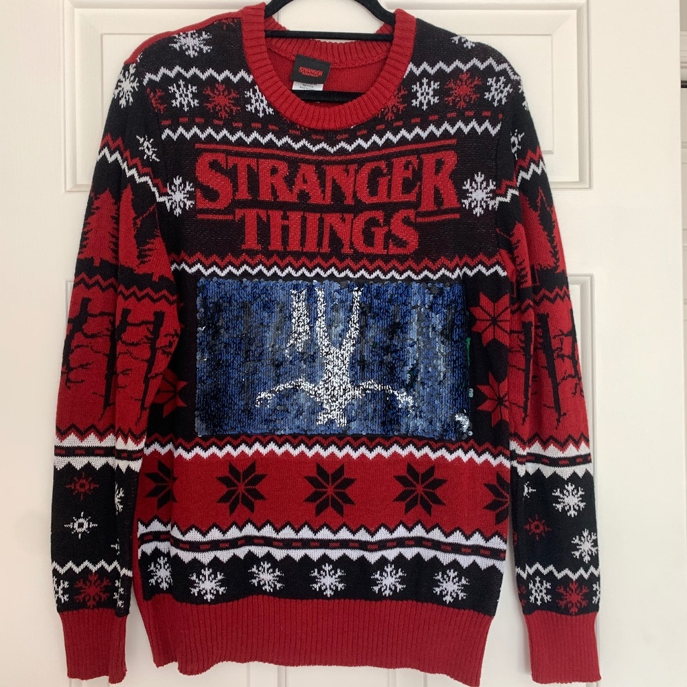 Stranger Things Sequin Flip Christmas Sweater